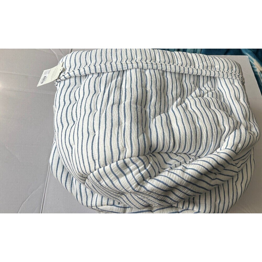 cloud island White and Blue Striped Nursery Storage Basket